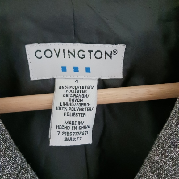 Covington • Women's Tweed-Like Button Front 3/4 Sleeve Blazer - Picture 11 of 15